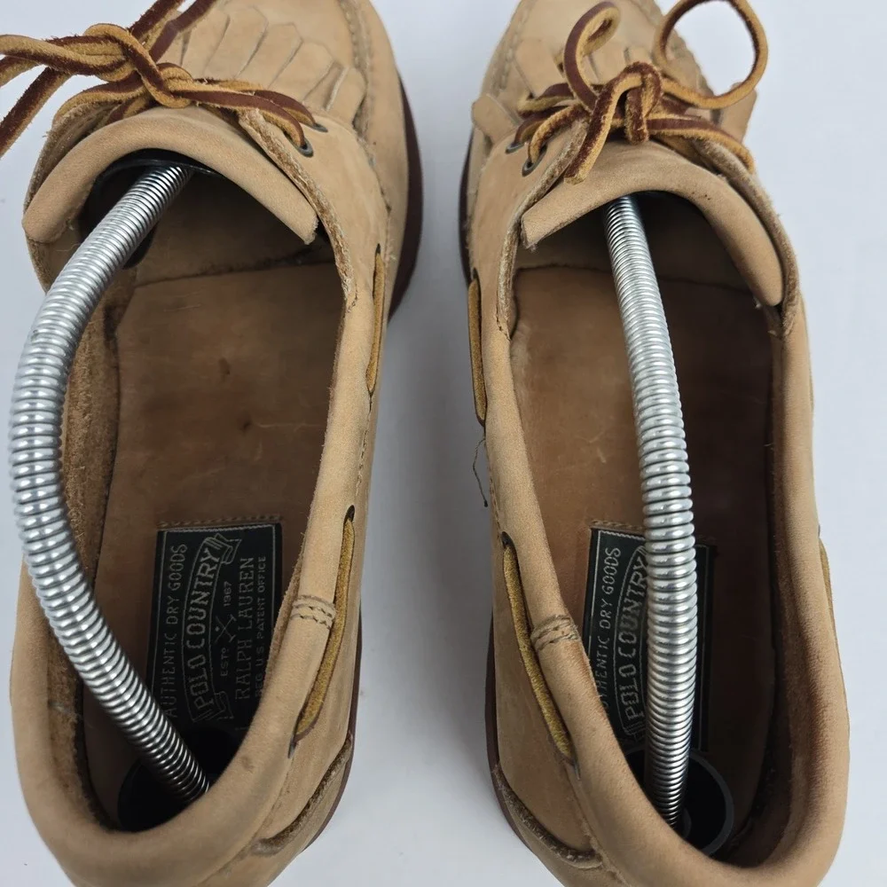 Vintage Polo Country Rough Suede Fringe Loafers Men's 10D Boating Preppy VTG